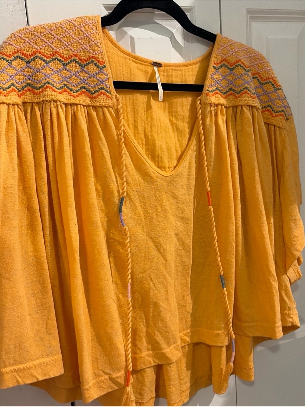 Embroidered Orange V-Neck Women’s Tunic Top - Picture 2 of 6